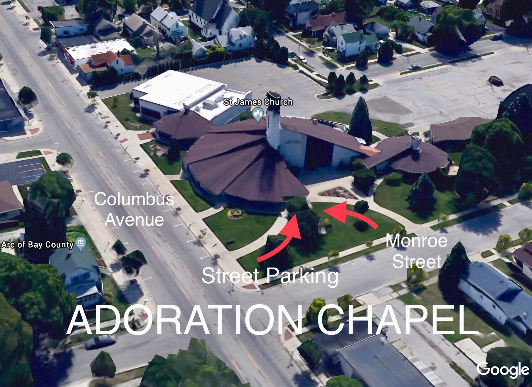 Map Showing Entrance to New Chapel