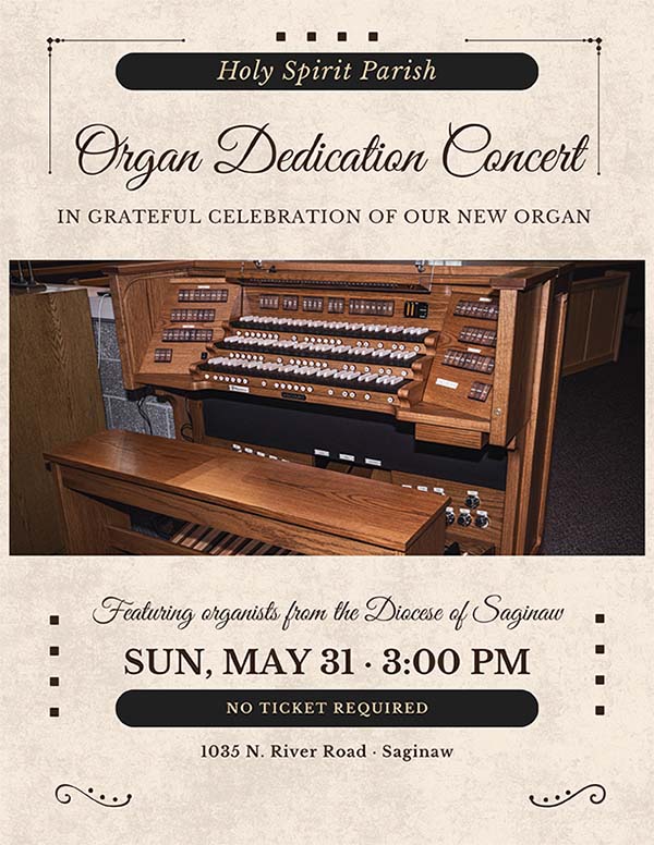 Holy Spirit Organ Concert Flyer image
