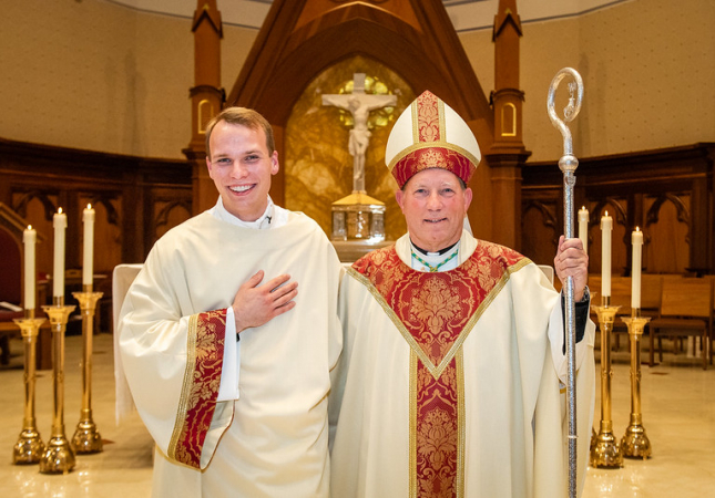 Deacon Matthew Gembrowski and Bishop Gruss