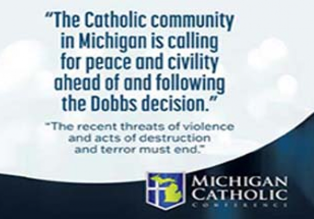 Catholic community in Michigan is calling for peace and civility following Dobbs decision