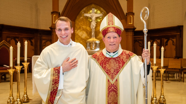 Deacon Matthew Gembrowski and Bishop Gruss