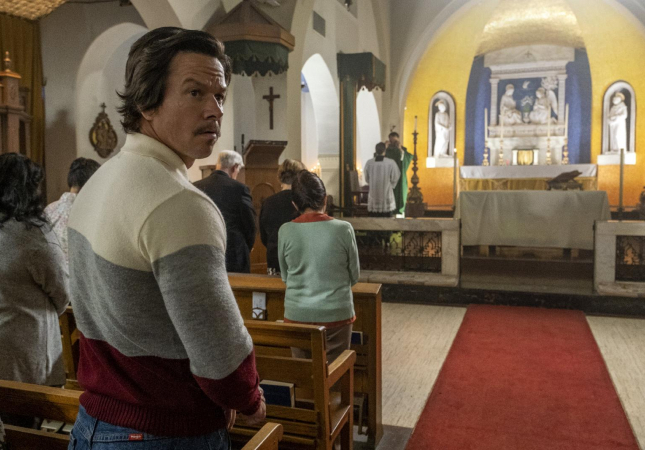Mark Wahlberg stars in a scene from the movie "Father Stu."