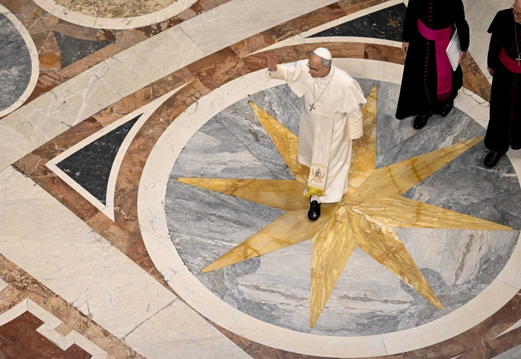 Pope Leo XIV walks through St. Peter's Basilica