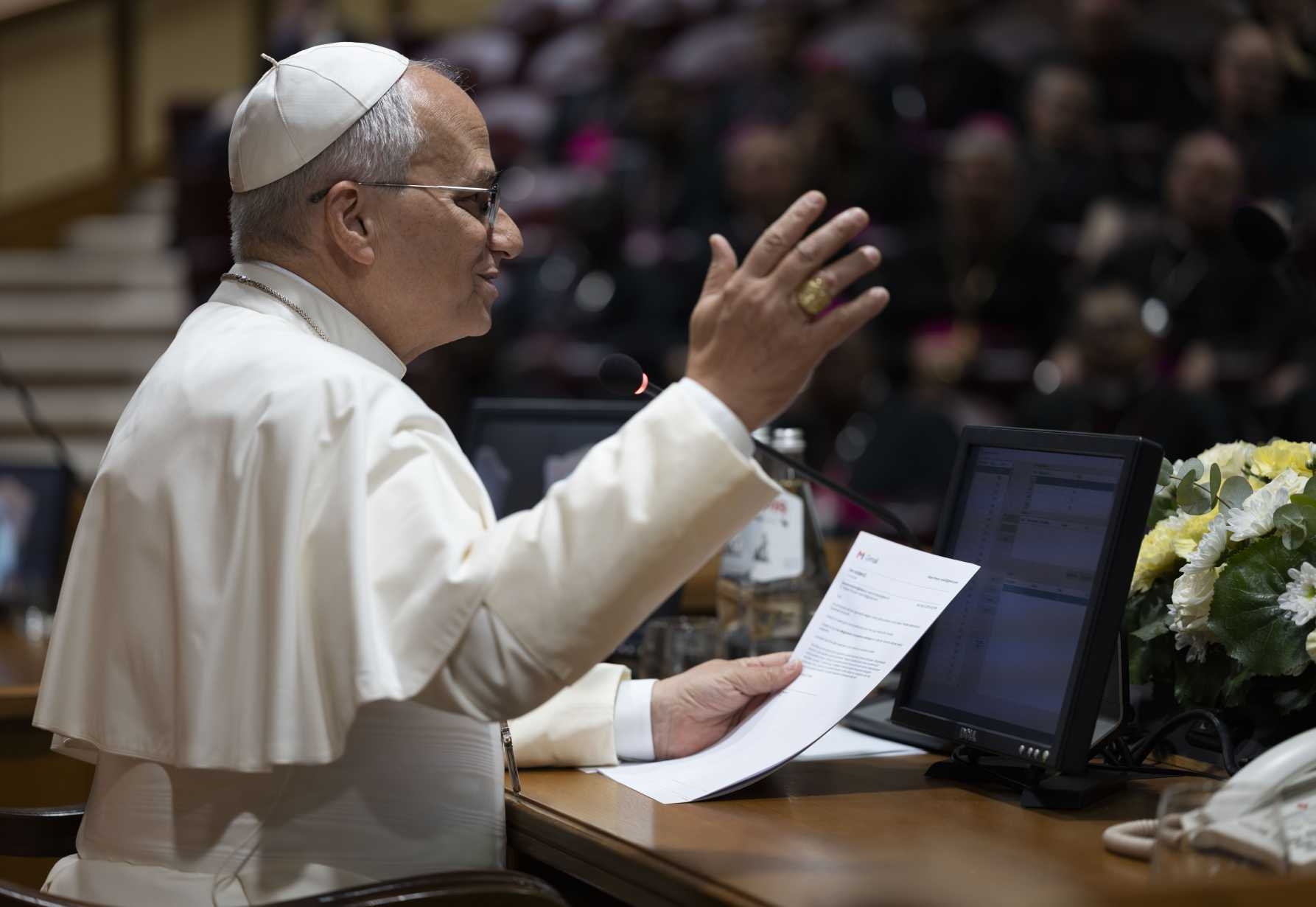 Pope Leo XIV speaks during a Sept. 10, 2026, meeting