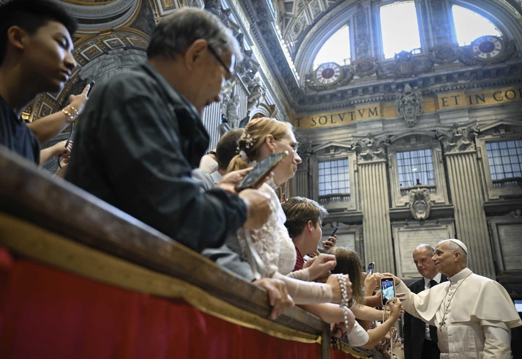 Pope Leo XIV greets visitors and the faithful 