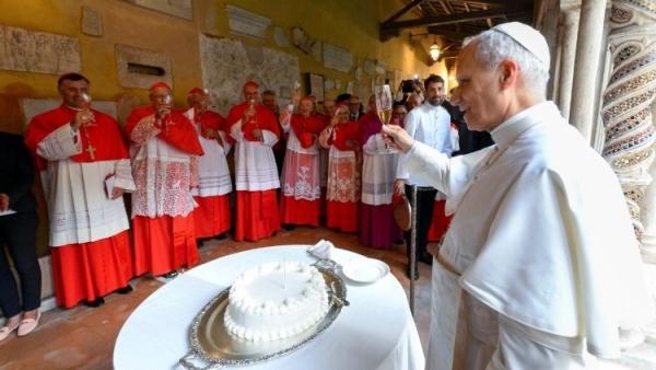 Pope Leo XIV at the Basilica of St Paul0s outside the walls 