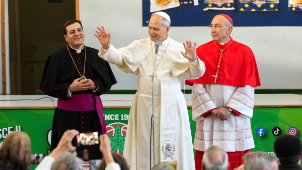 Pope Leo XIV greets parishioners
