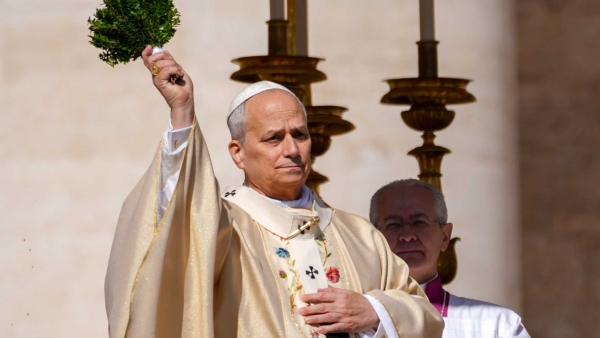 Pope Leo XIV blesses the faithful in St. Peter's Square