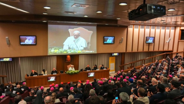 Pope Leo XIV speaks at a presentation on the release of his encyclical "Magnifica Humanitas: